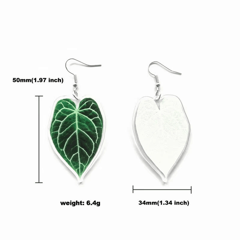 Wholesale Creative exaggerated acrylic heart green pink leaf turtle leaf earrings